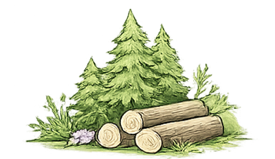 Illustration Forstarbeiten – Icon für Forstdienstleistungen und Holzeinschlag