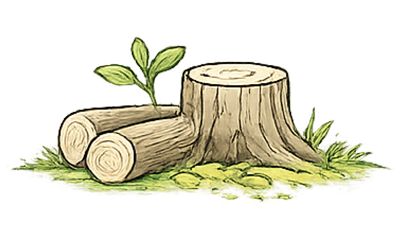 Illustration Baumabtragung – Icon für Baumstumpf und Baumabtragung